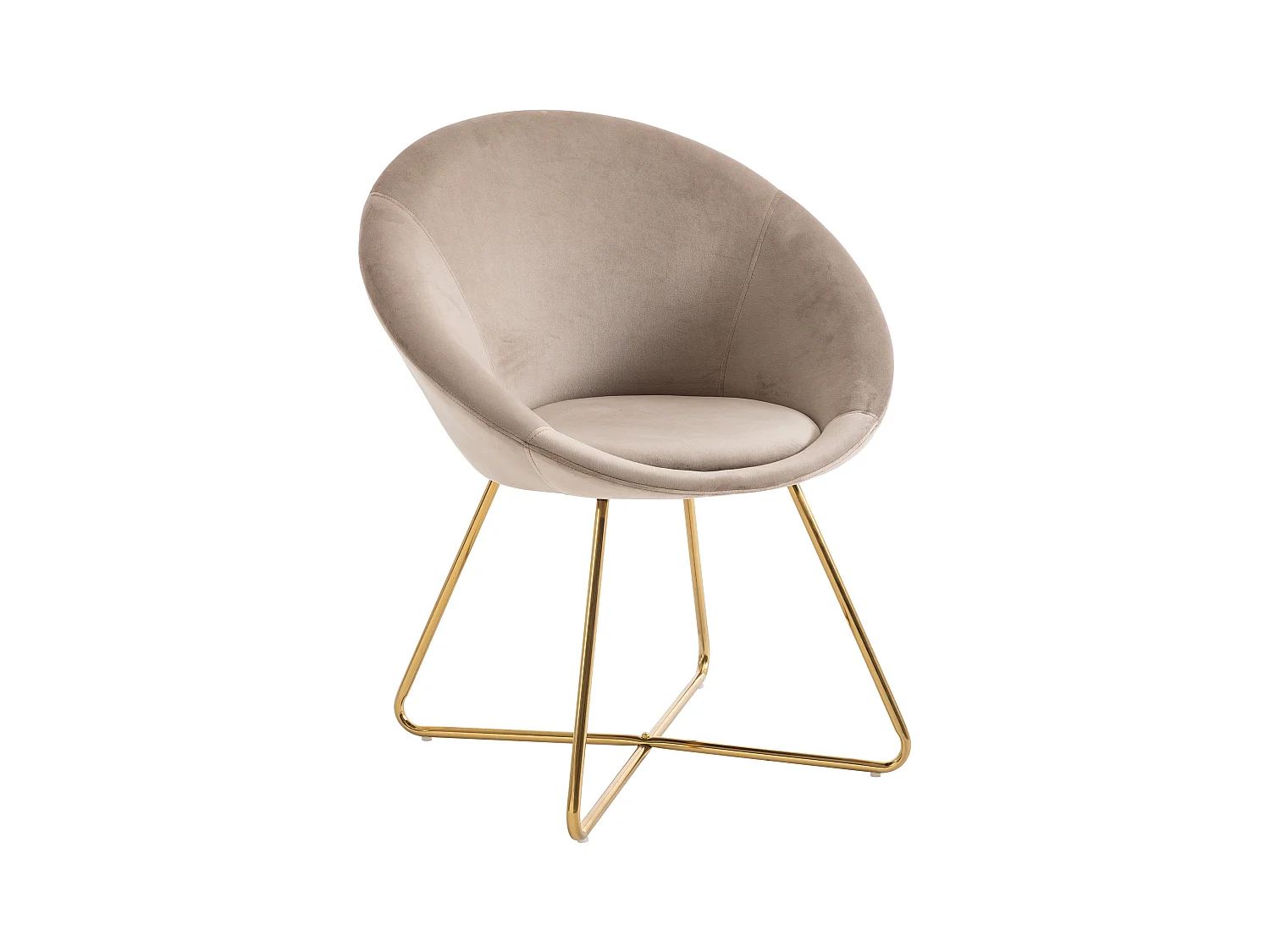 Krzesło z weluru i złotego metalu - Beżowy - BURBAN