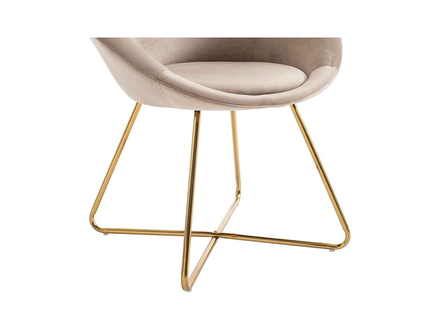 Krzesło z weluru i złotego metalu - Beżowy - BURBAN