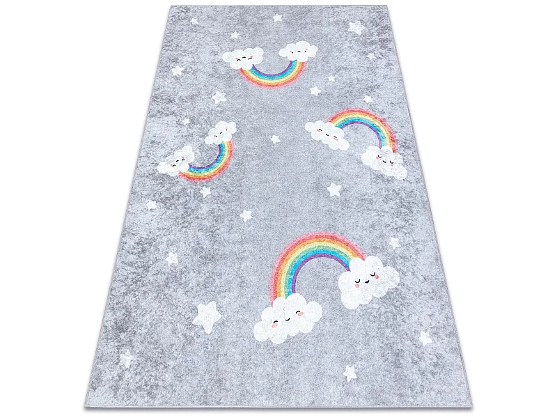 JUNIOR 52063.801 tapijt wasbaar Regenboog, wolken voor kinderen antisl 120x170 cm