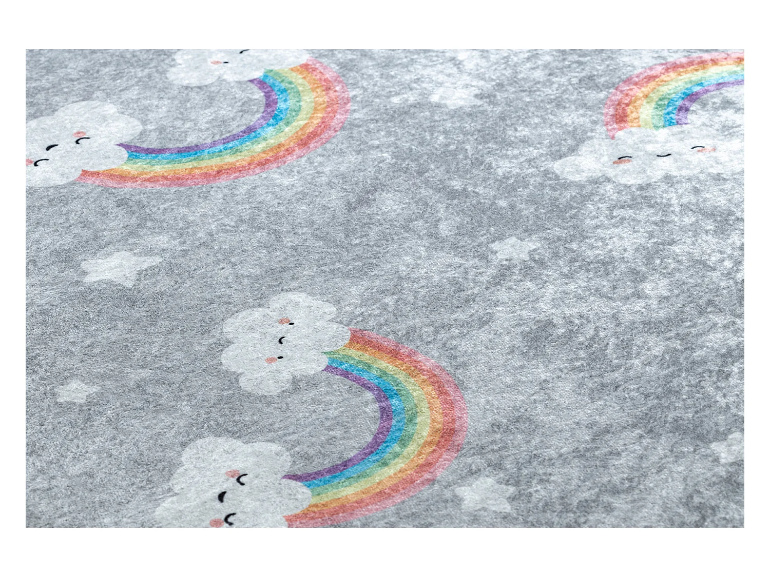 JUNIOR 52063.801 tapijt wasbaar Regenboog, wolken voor kinderen antisl 120x170 cm