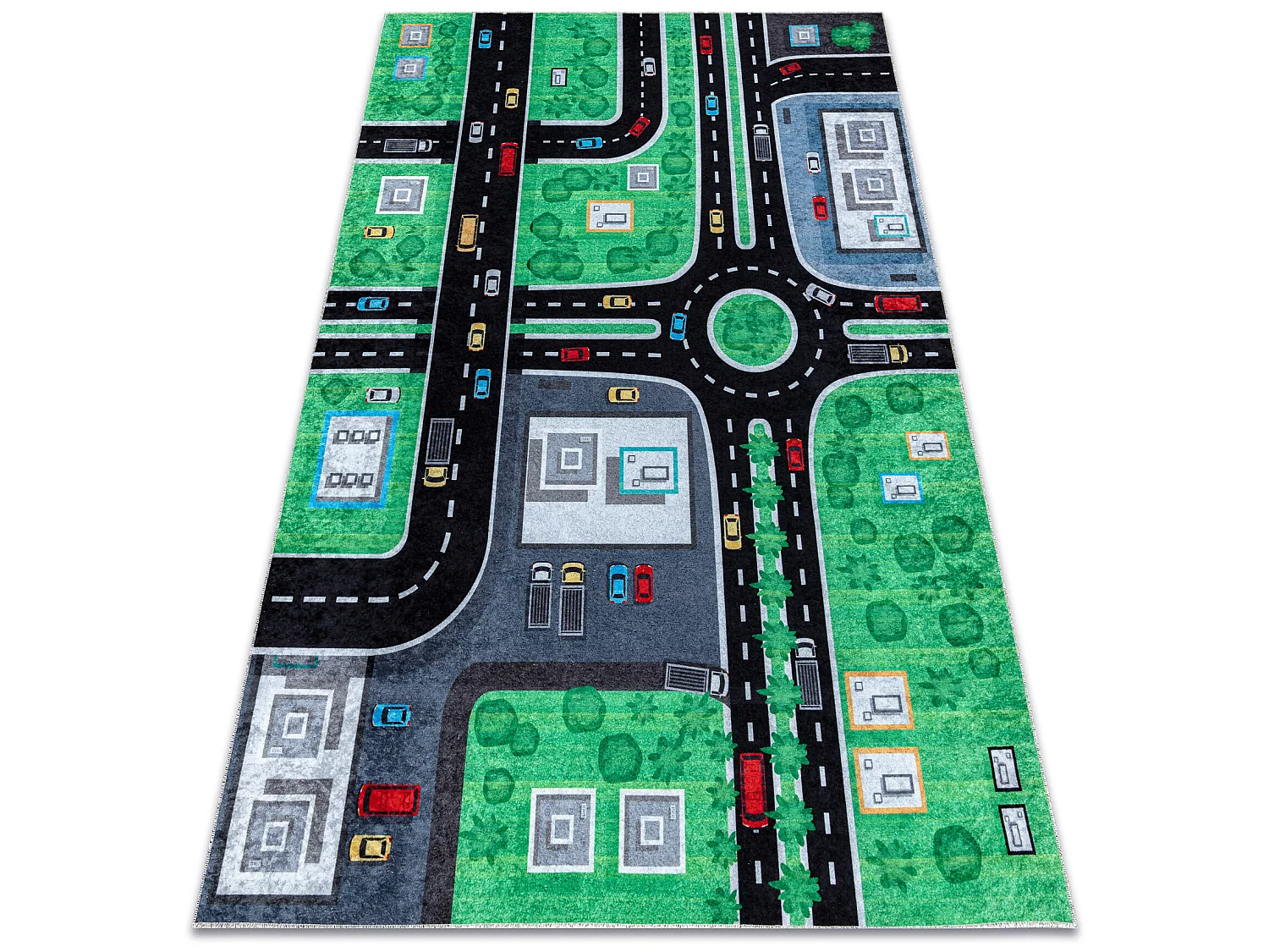 JUNIOR 52052.802 Stadt, Straßen für Kinder Anti-Rutsch - grün / sch 80x150 cm