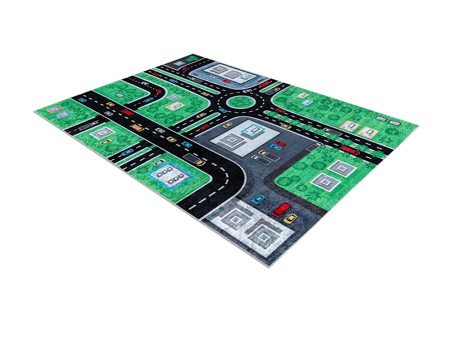 JUNIOR 52052.802 Stadt, Straßen für Kinder Anti-Rutsch - grün / sch 80x150 cm