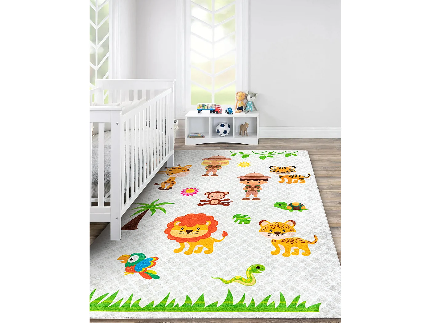 JUNIOR 52104.801 tapijt wasbaar Safari's, dieren voor kinderen antisli 120x170 cm