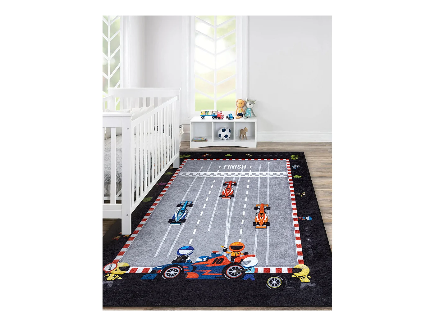 JUNIOR 52108.801 tapijt wasbaar Race, formule 1 voor kinderen antislip 160x220 cm