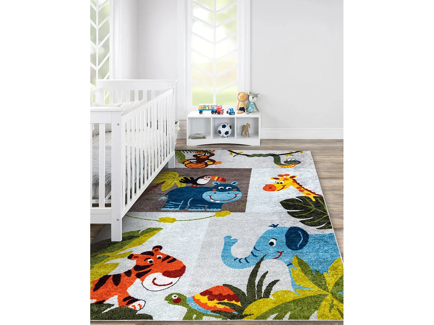 Tapis lavable JUNIOR 51858.802 animaux, Afrique pour les enfants antid 160x220 cm