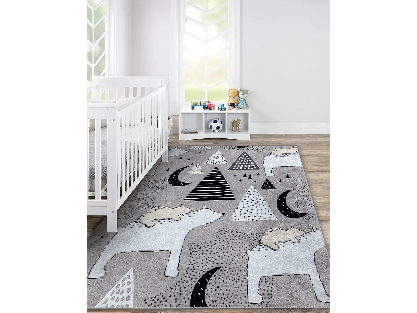 JUNIOR 51974.802 tapijt wasbaar Beren, dieren voor kinderen antislip - 160x220 cm