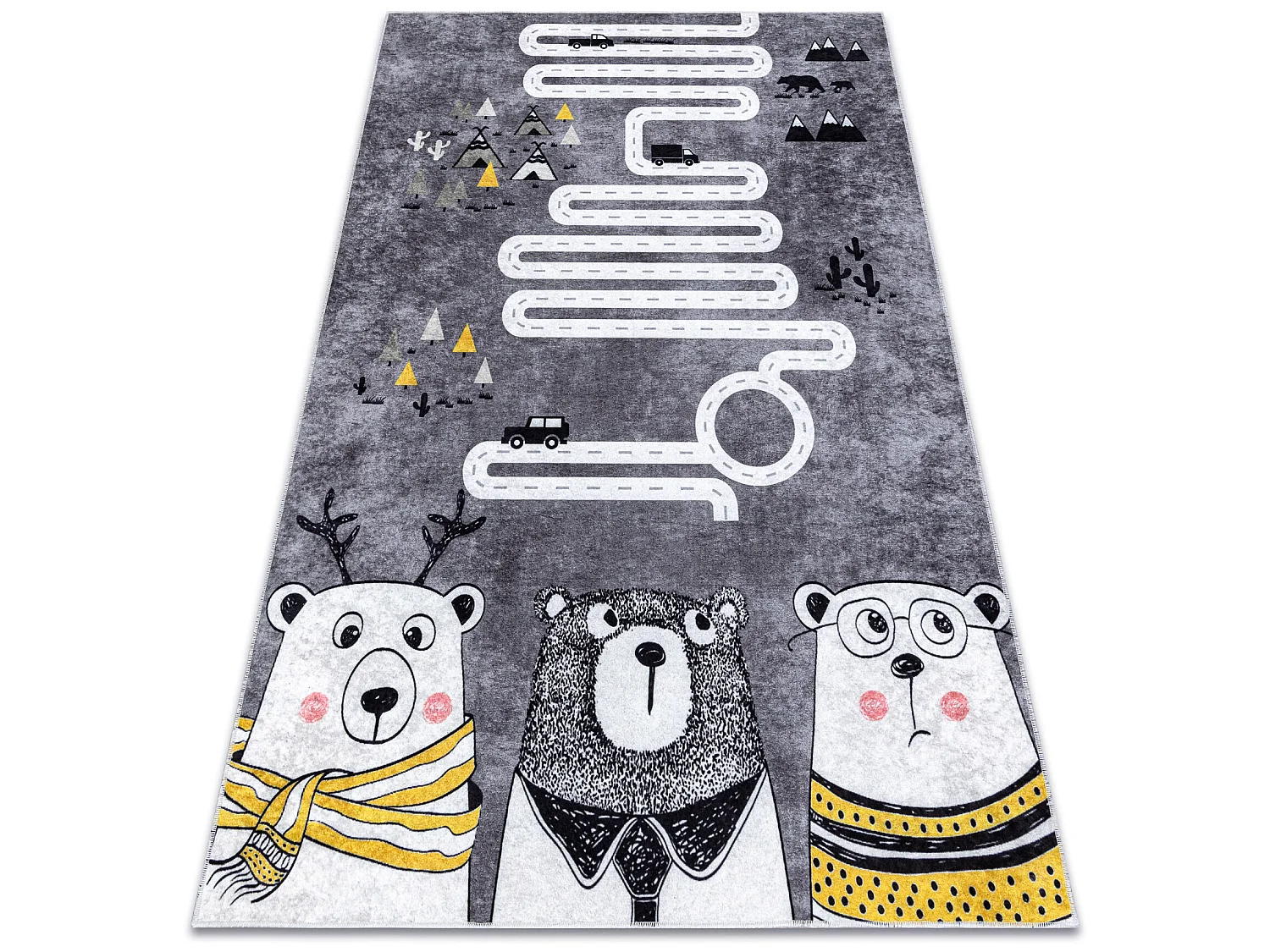 Tapis lavable JUNIOR 52107.801 Ours, animaux, rues pour les enfants an 160x220 cm