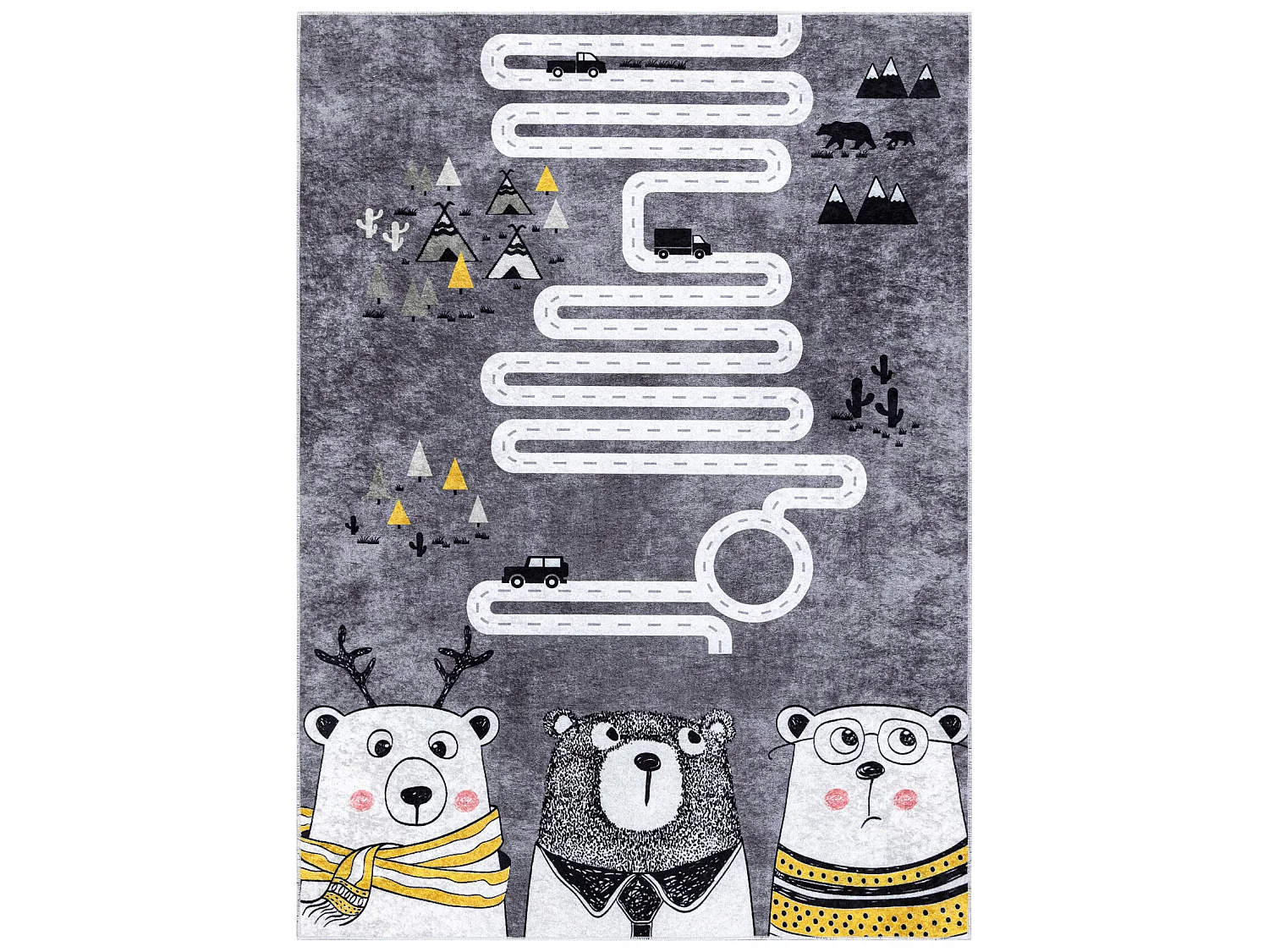Tapis lavable JUNIOR 52107.801 Ours, animaux, rues pour les enfants an 160x220 cm