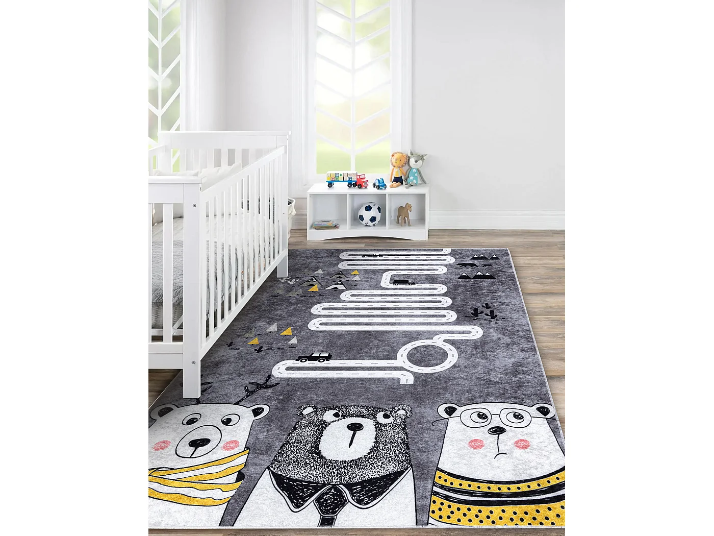 Tapis lavable JUNIOR 52107.801 Ours, animaux, rues pour les enfants an 160x220 cm