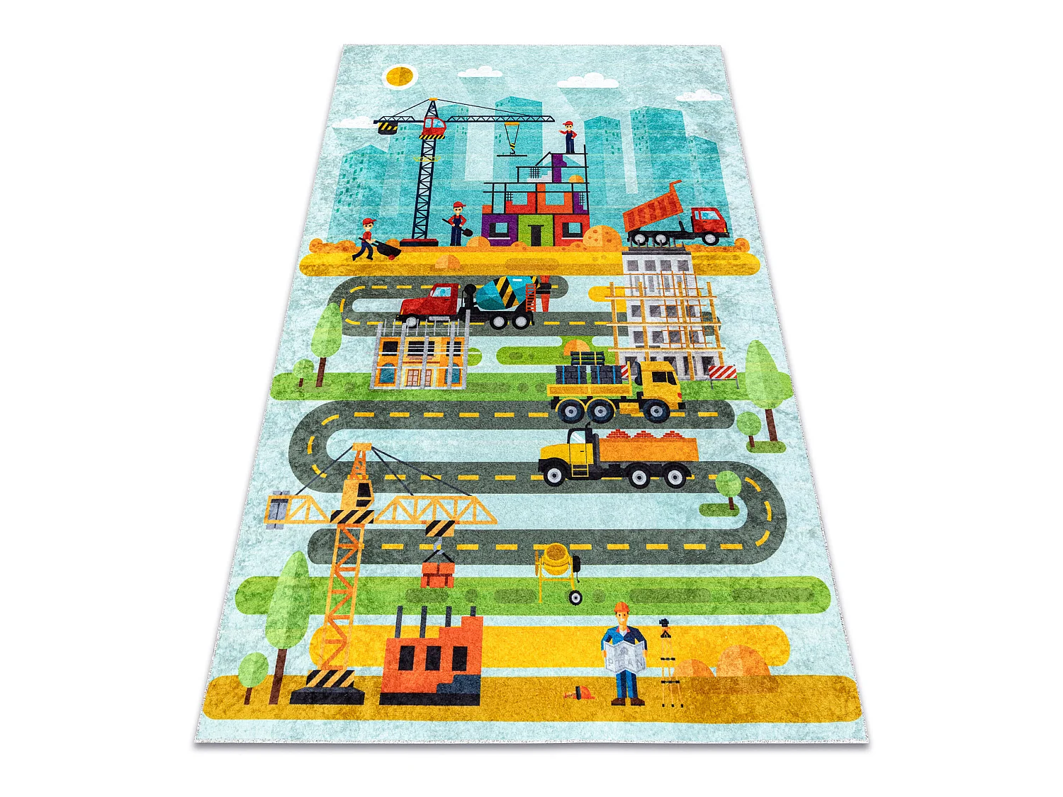 Tapis lavable JUNIOR 52105.801 Chantier de construction, rues pour les 80x150 cm