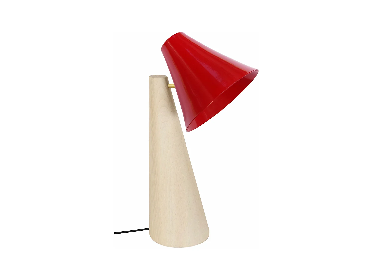 Lampe de bureau conique bois  naturel,rouge 42 cm.