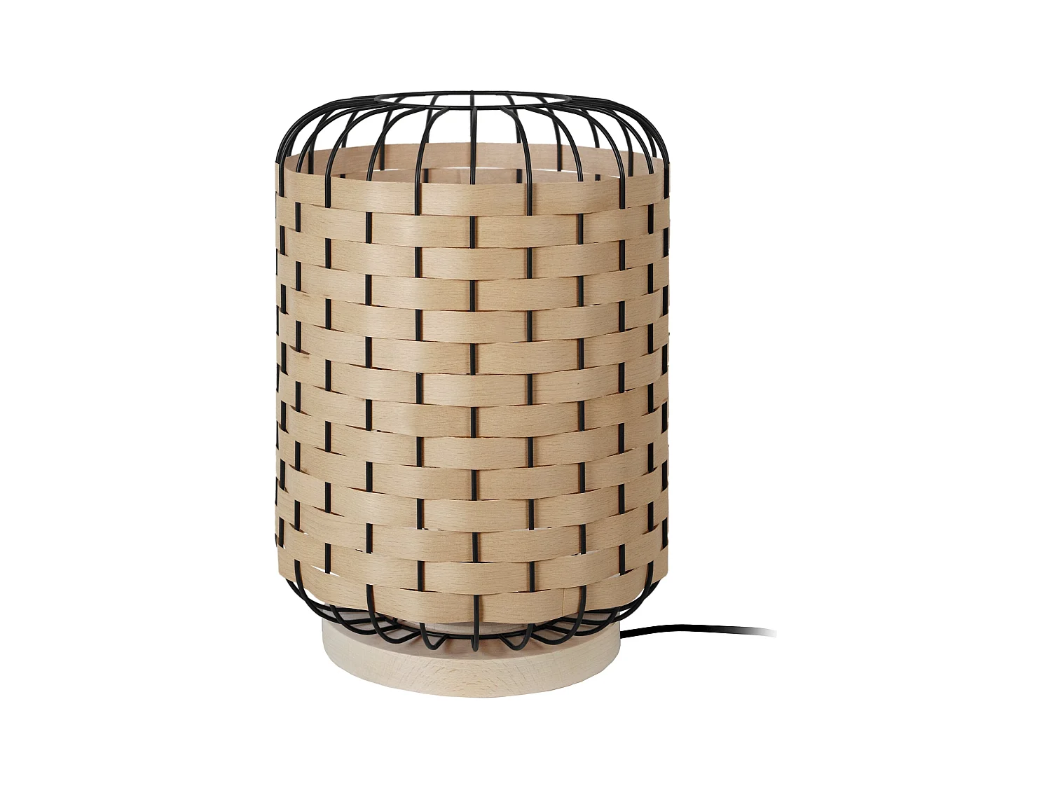 Lampe a Poser TOSEL ,bois, Noir  ,H40xD26xP26cm