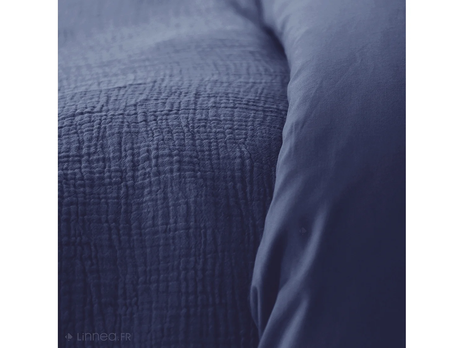 Parure 140x200 cm double gaze de coton GAZGAZ bleu marine 2 pièces