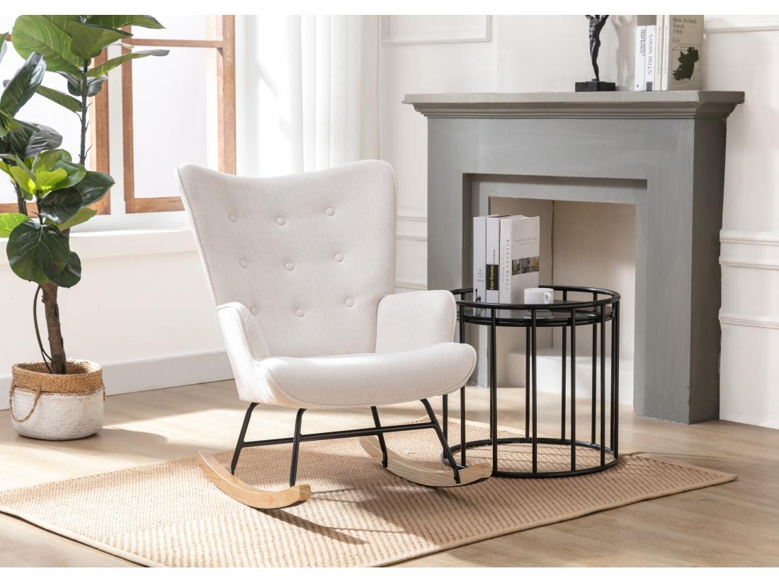 vente unique Fauteuil à bascule en tissu chiné beige ELMINA II