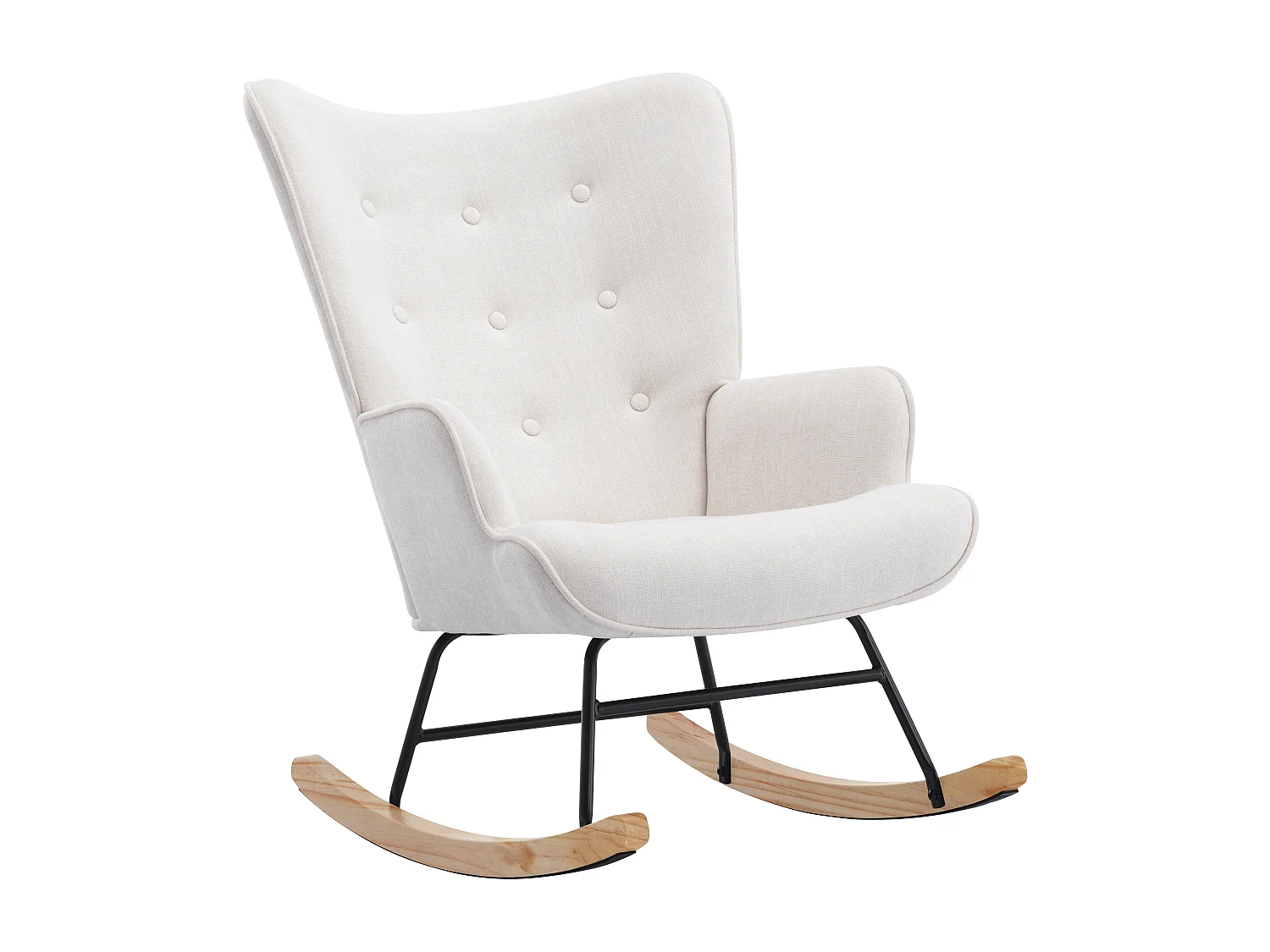 Schommelstoel van beige gechineerde stof ELMINA II