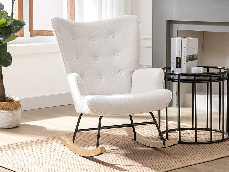 Schaukelsessel - melierter Stoff - Beige - ELMINA II