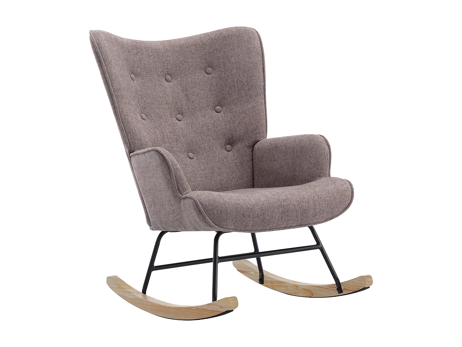 Fauteuil à bascule en tissu chiné taupe ELMINA II