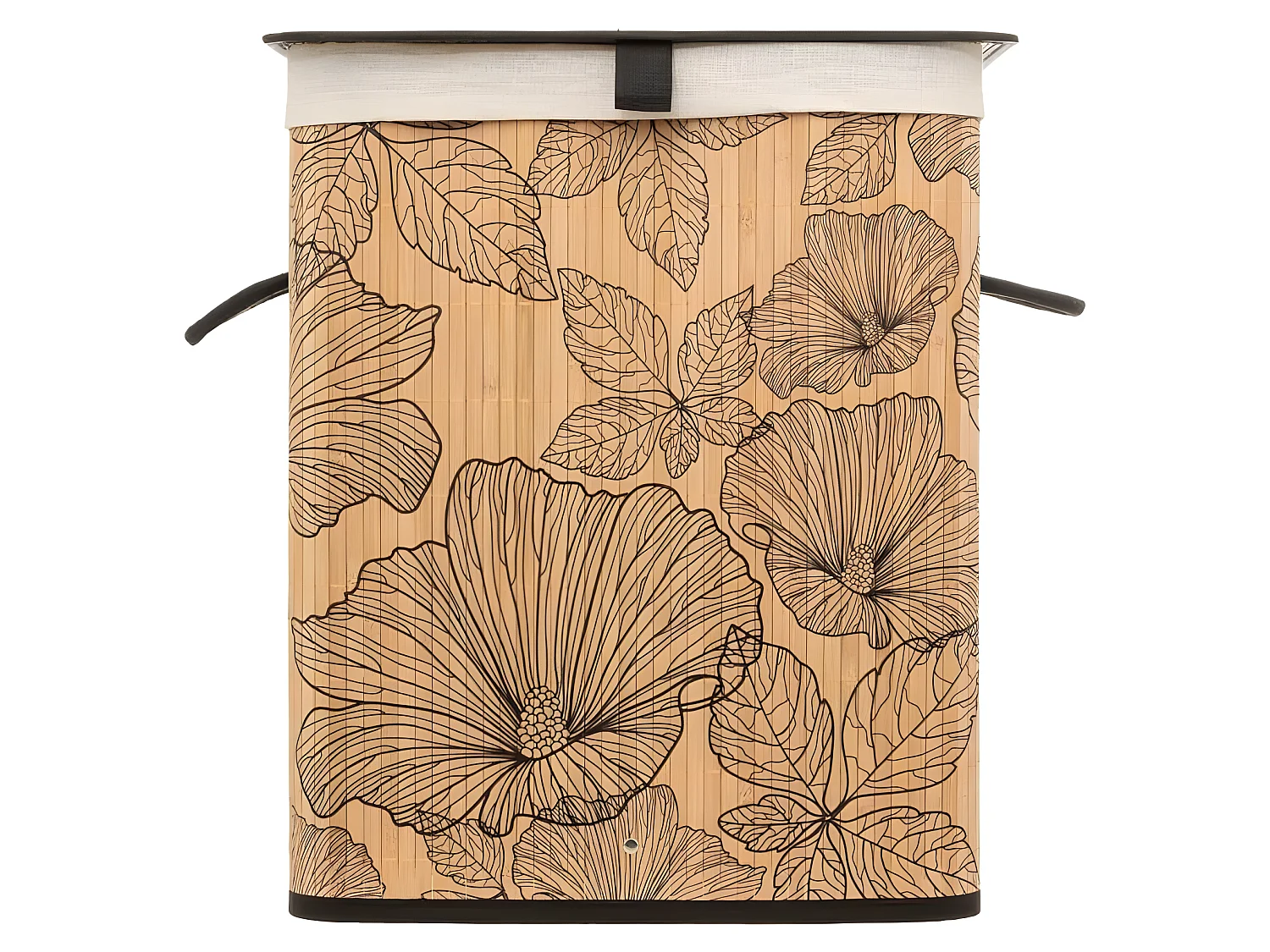 Panier a linge - Marron et beige - Bambou - L. 41,5 x P. 30 x H. 50 cm