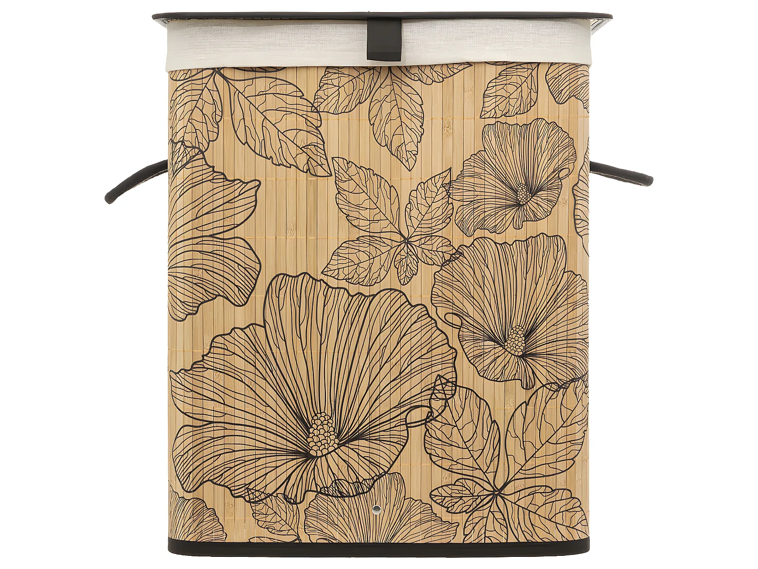 Panier a linge - Marron et beige - Bambou - L. 41,5 x P. 30 x H. 50 cm