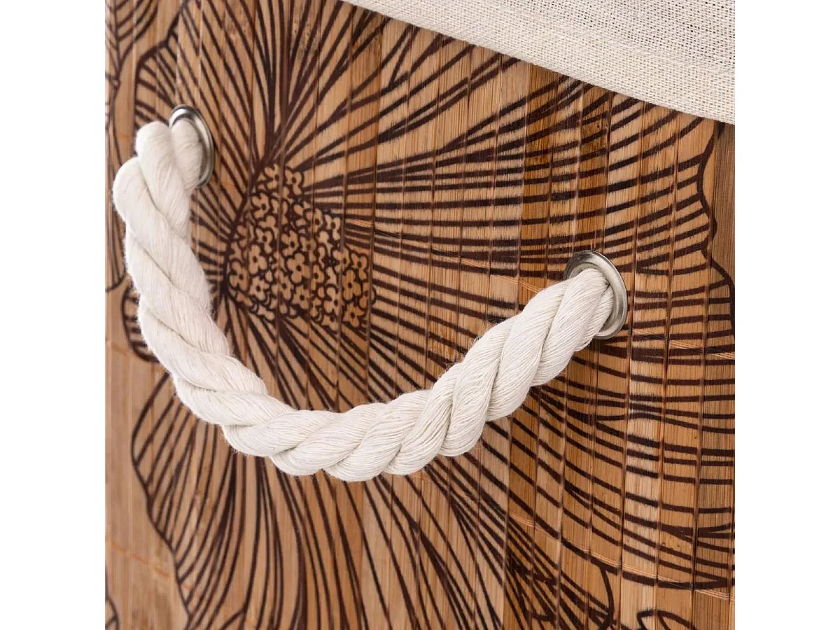 Panier a linge - Marron et beige - Bambou - L. 41,5 x P. 30 x H. 50 cm