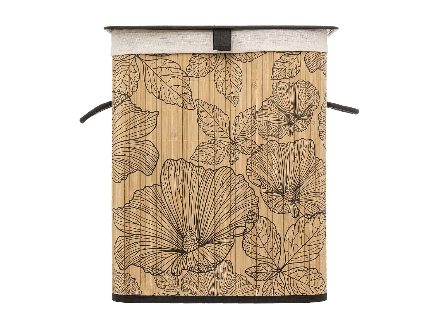 Panier a linge - Marron et beige - Bambou - L. 41,5 x P. 30 x H. 50 cm