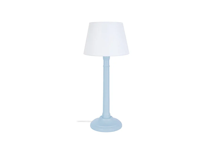 Lampe de chevet colonne bois  bleu 38,5 cm.