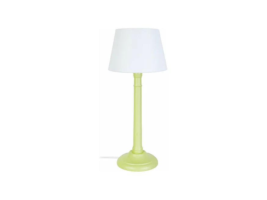 Lampe de chevet colonne bois  vert 38,5 cm.