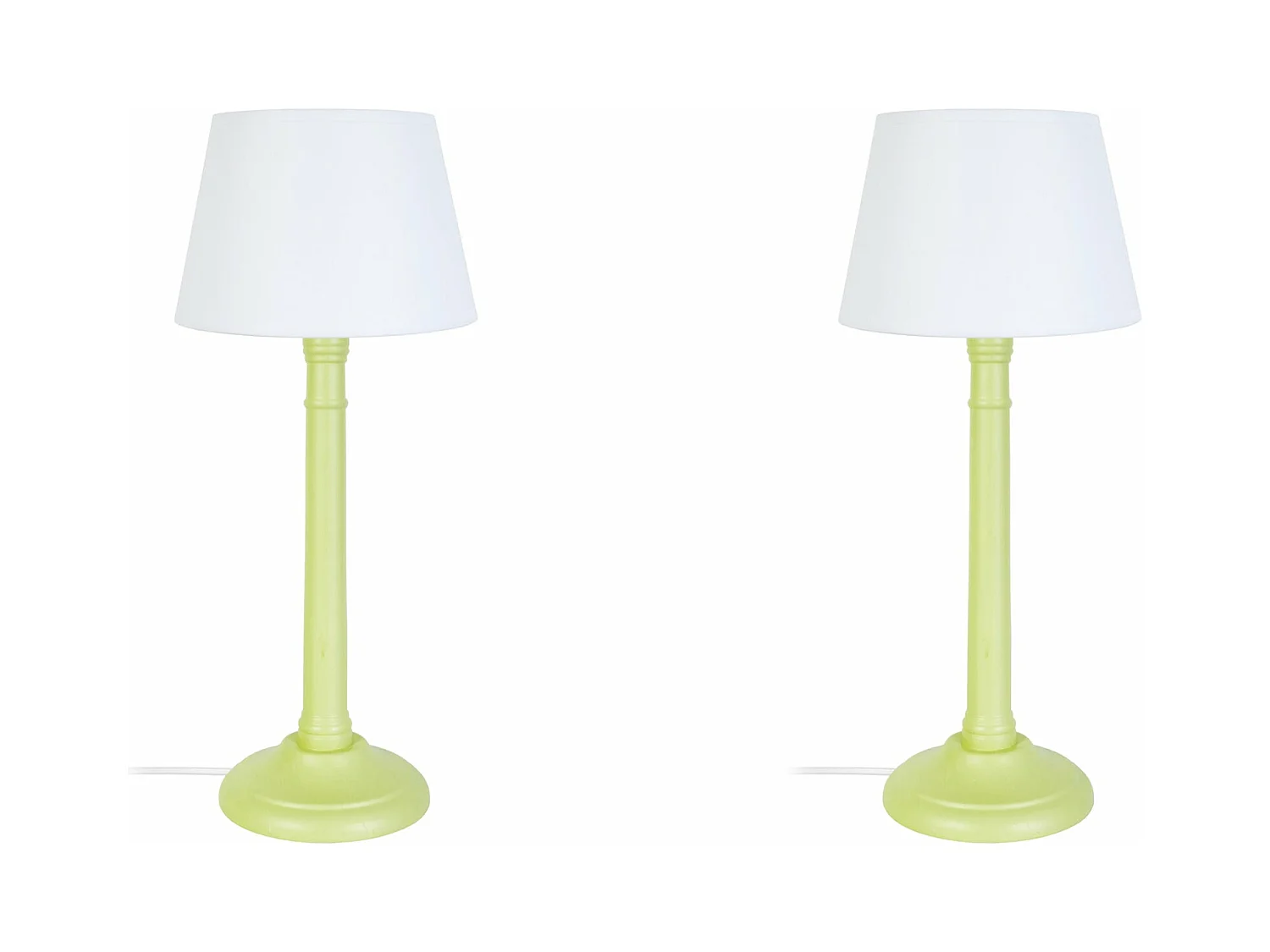Pair de Lampes de chevet colonne bois  vert 38,5 cm.