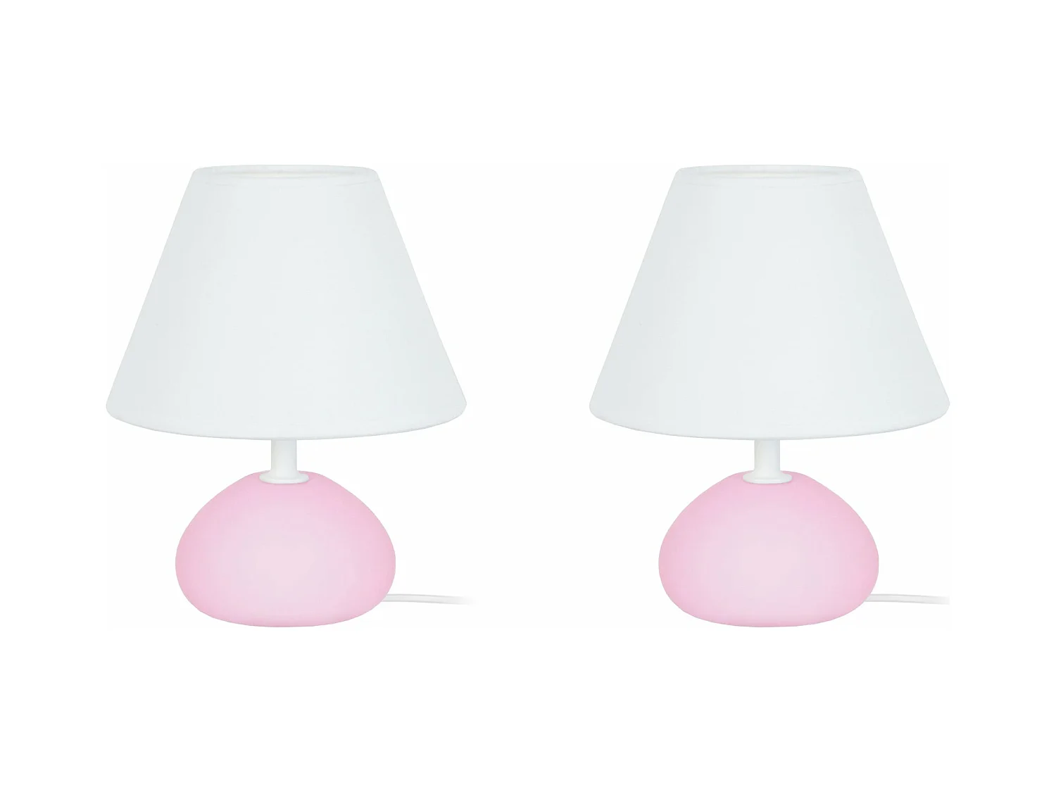 Pair de Lampes de chevet ovale bois  rose 22 cm.