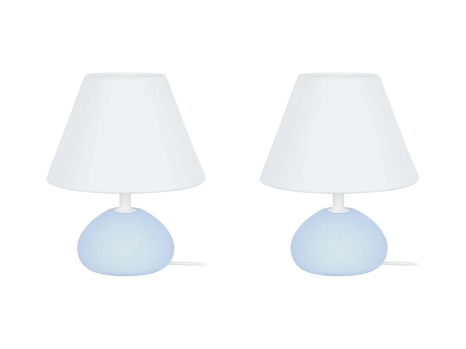Pair de Lampes de chevet ovale bois  bleu 22 cm.