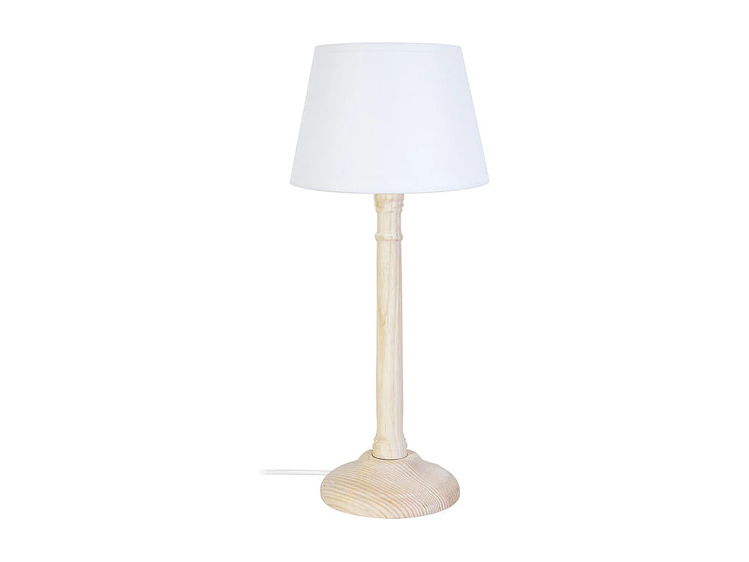 Lampe de chevet colonne bois  naturel 31 cm.