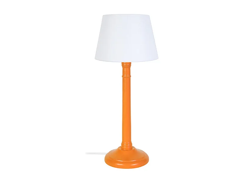Lampe de chevet colonne bois  orange 38,5 cm.