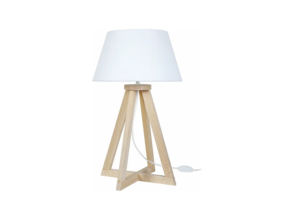 Lampe de chevet pyramide bois  naturel,blanc 52 cm.