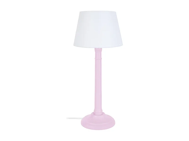 Lampe de chevet colonne bois  rose 38,5 cm.