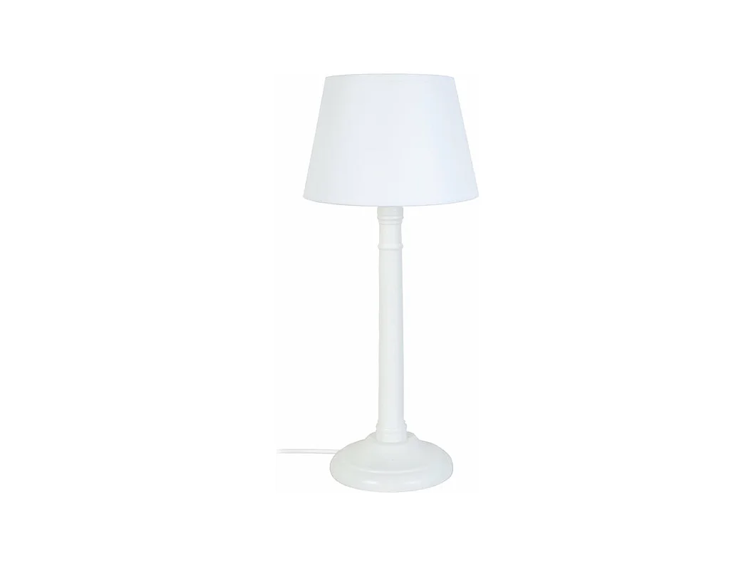 Lampe de chevet colonne bois  ivoire 38,5 cm.
