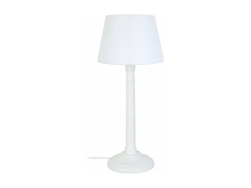 Lampe de chevet colonne bois  ivoire 38,5 cm.