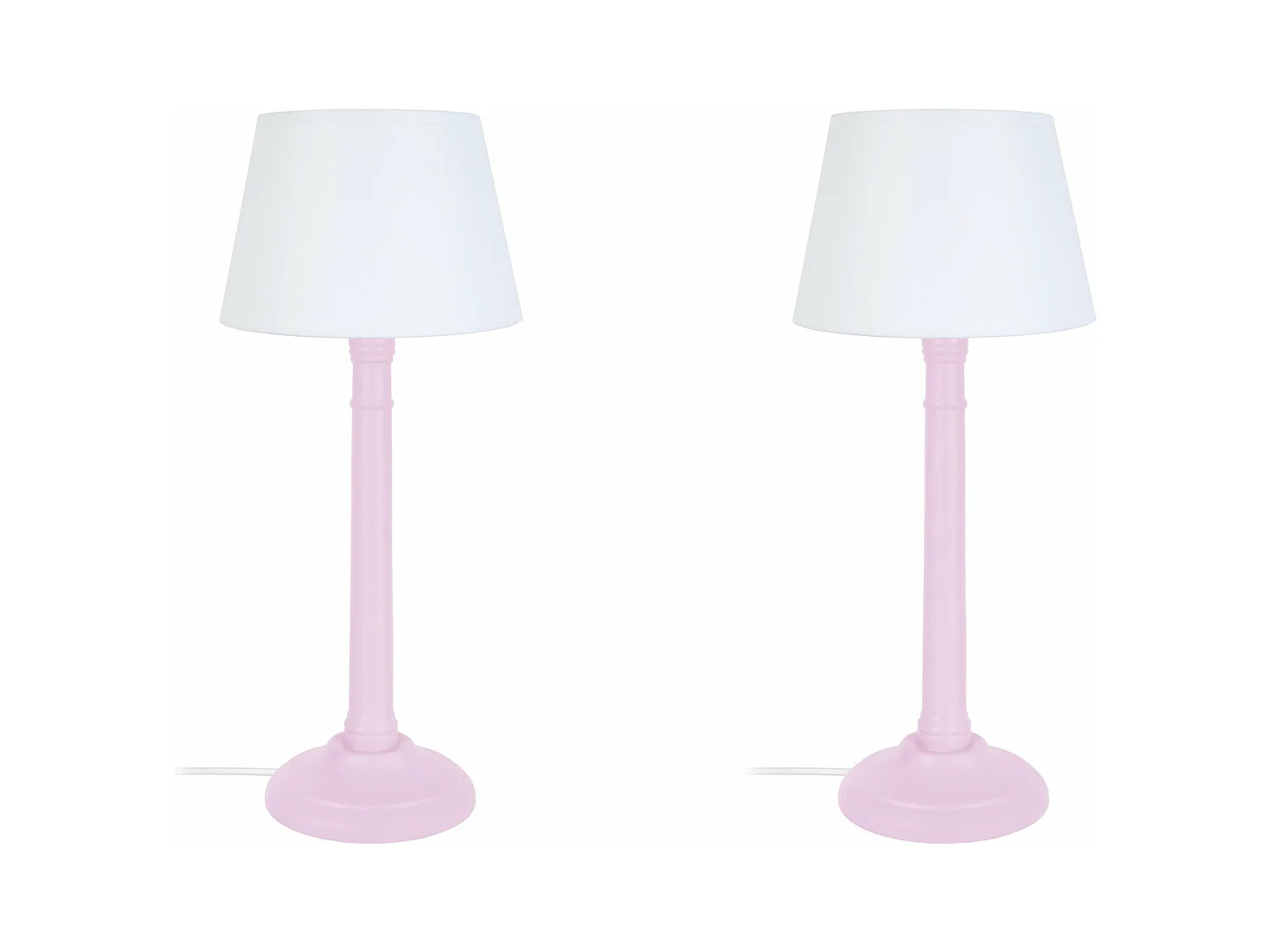 Pair de Lampes de chevet colonne bois  rose 38,5 cm.