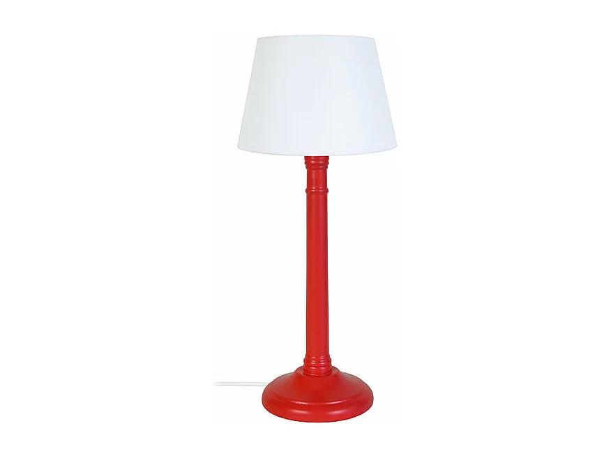 Lampe de chevet colonne bois  rouge 38,5 cm.