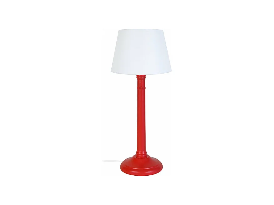 Lampe de chevet colonne bois  rouge 38,5 cm.
