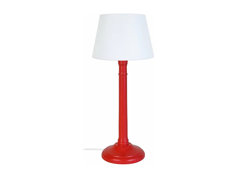 Lampe de chevet colonne bois  rouge 38,5 cm.