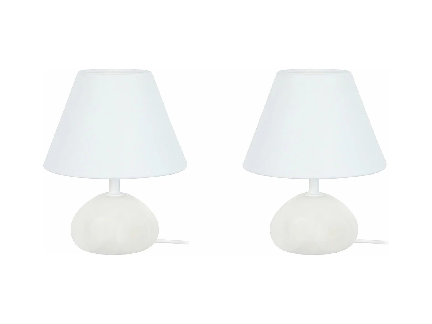 Pair de Lampes de chevet ovale bois  ivoire 22 cm.