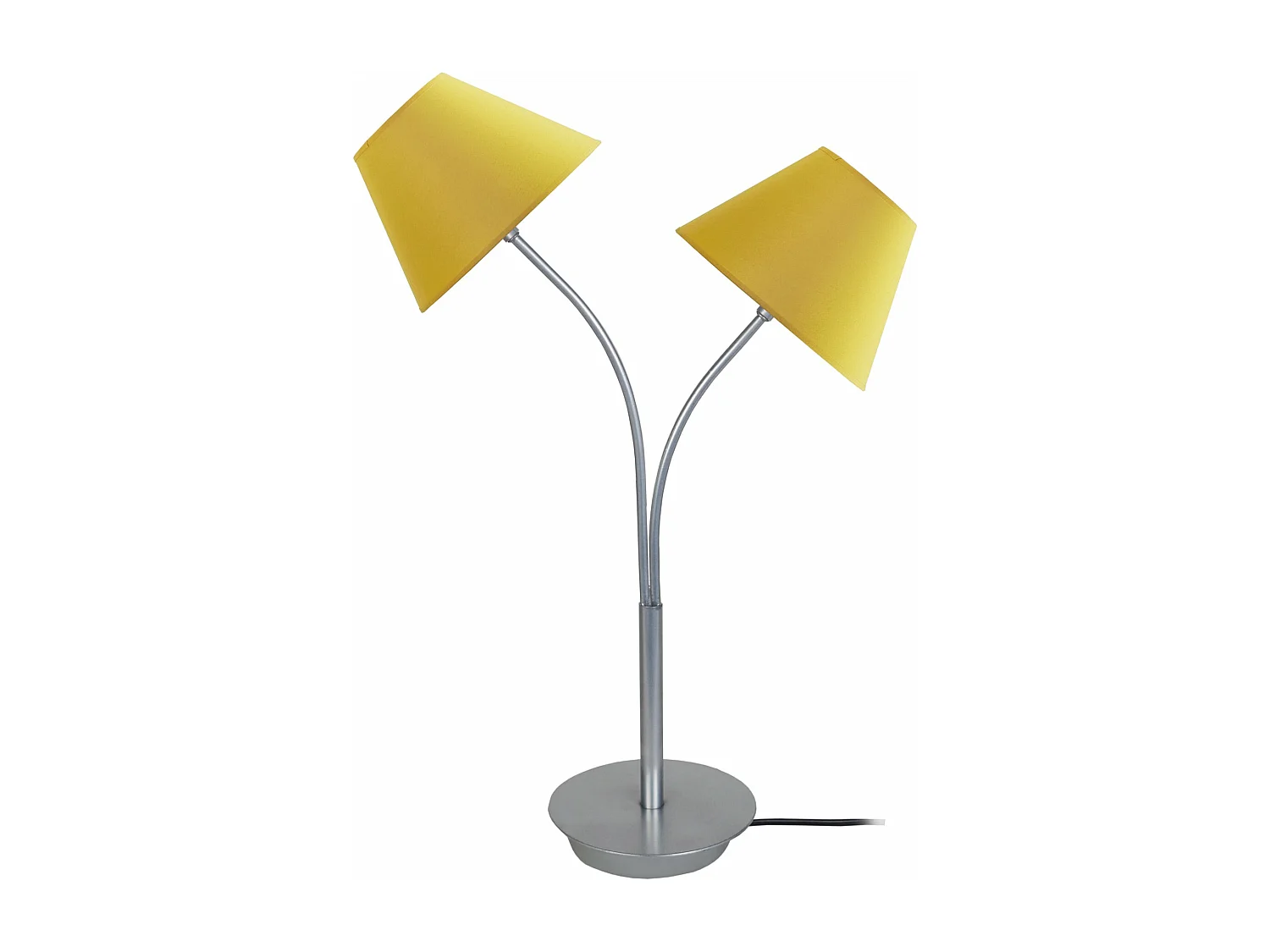 Lampe de chevet double bras métal, jaune 55 cm.