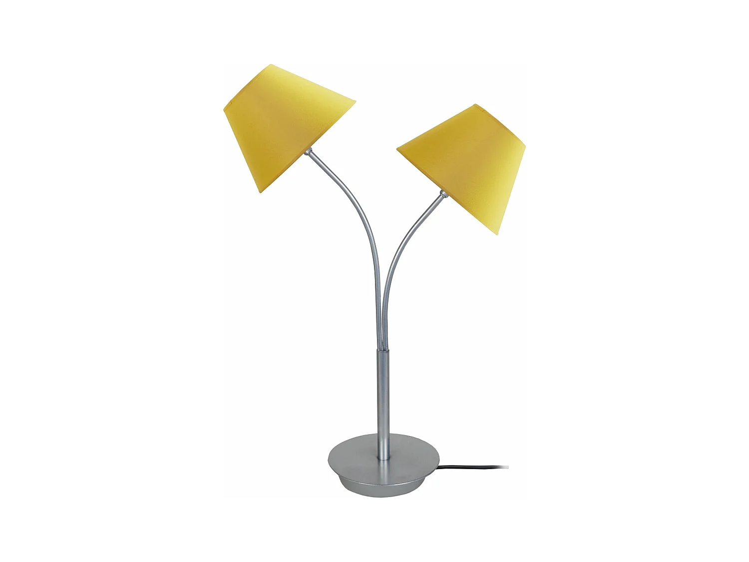 Lampe de chevet double bras métal, jaune 55 cm.