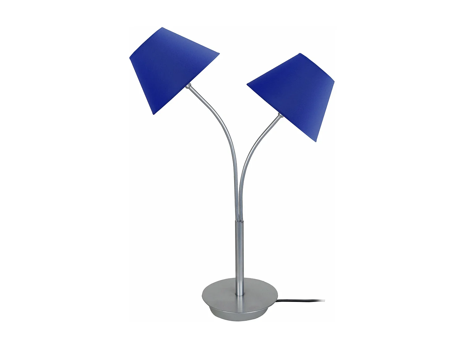 Lampe de chevet double bras métal, bleu 55 cm.