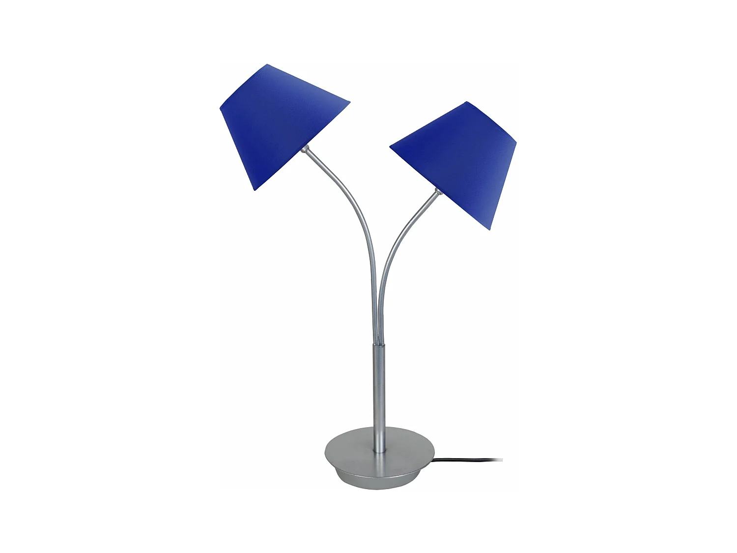 Lampe de chevet double bras métal, bleu 55 cm.
