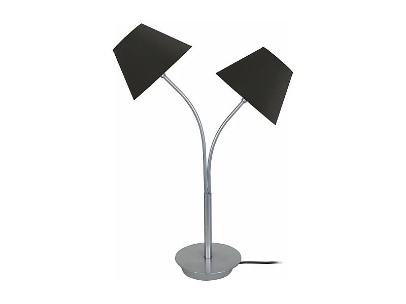 Lampe de chevet double bras métal, noir 55 cm.