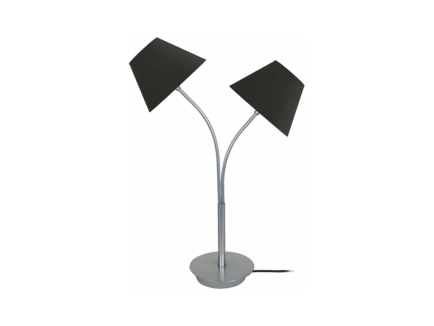 Lampe de chevet double bras métal, noir 55 cm.
