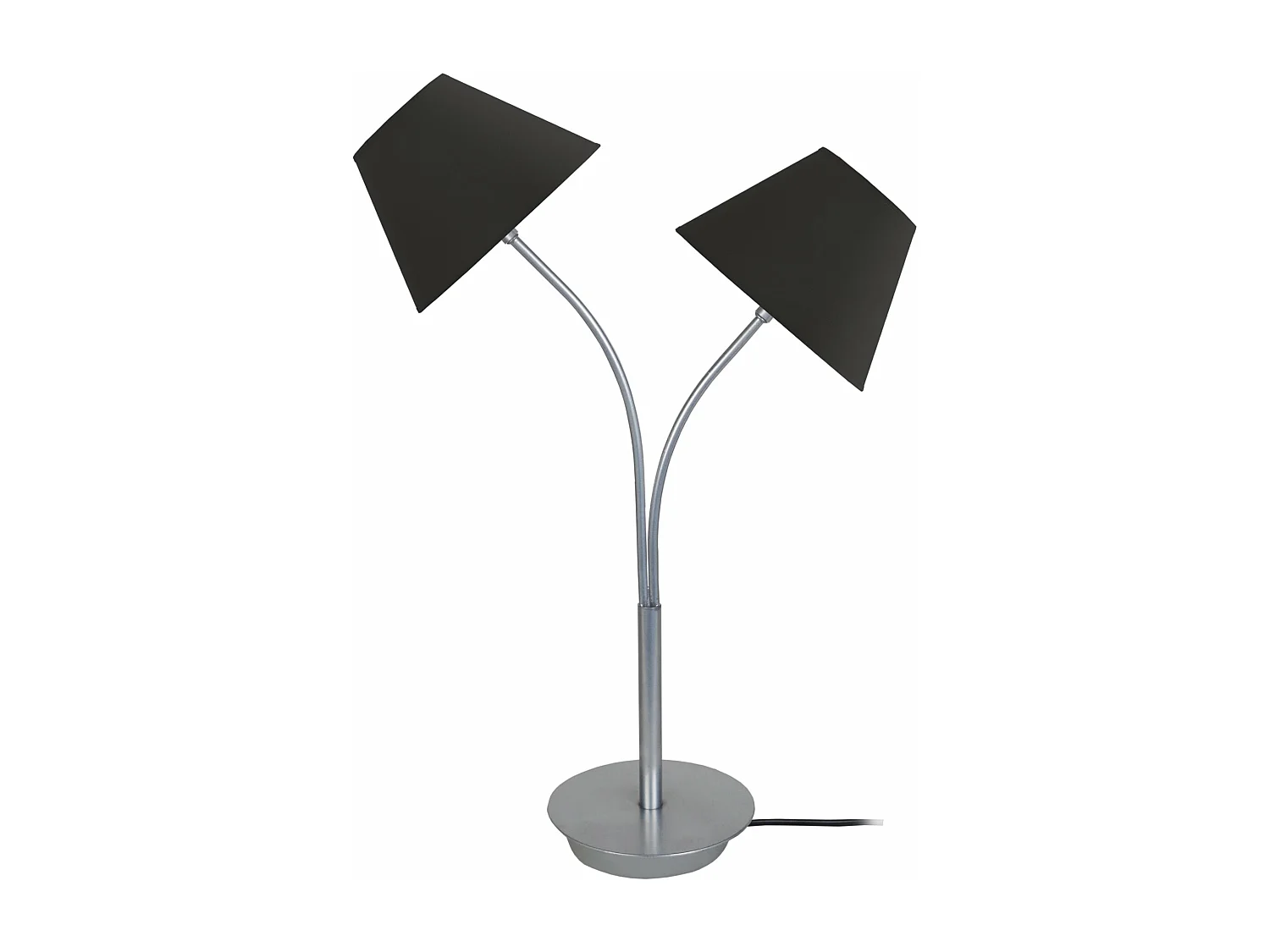 Lampe de chevet double bras métal, noir 55 cm.