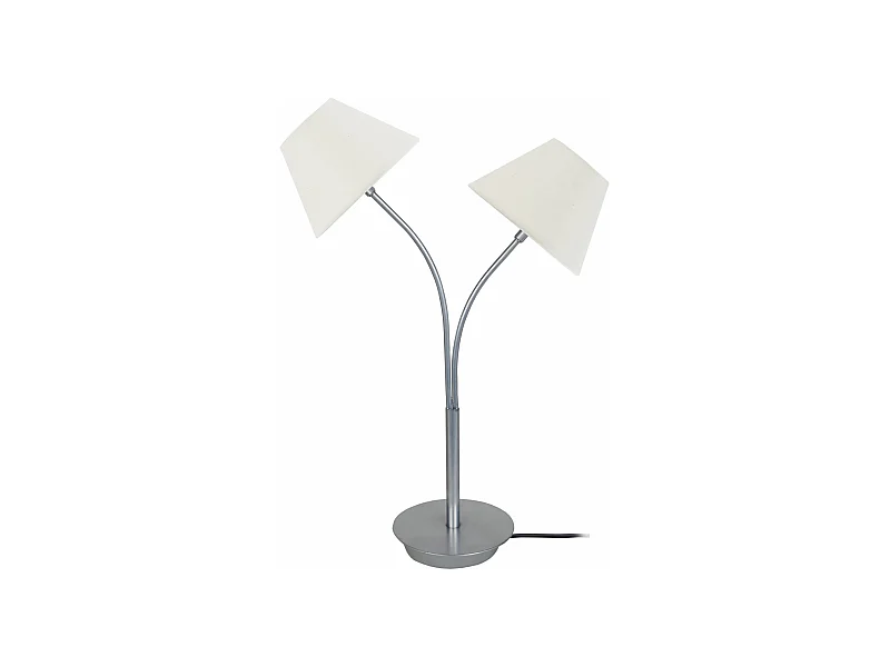 Lampe de chevet double bras métal, écru 55 cm.