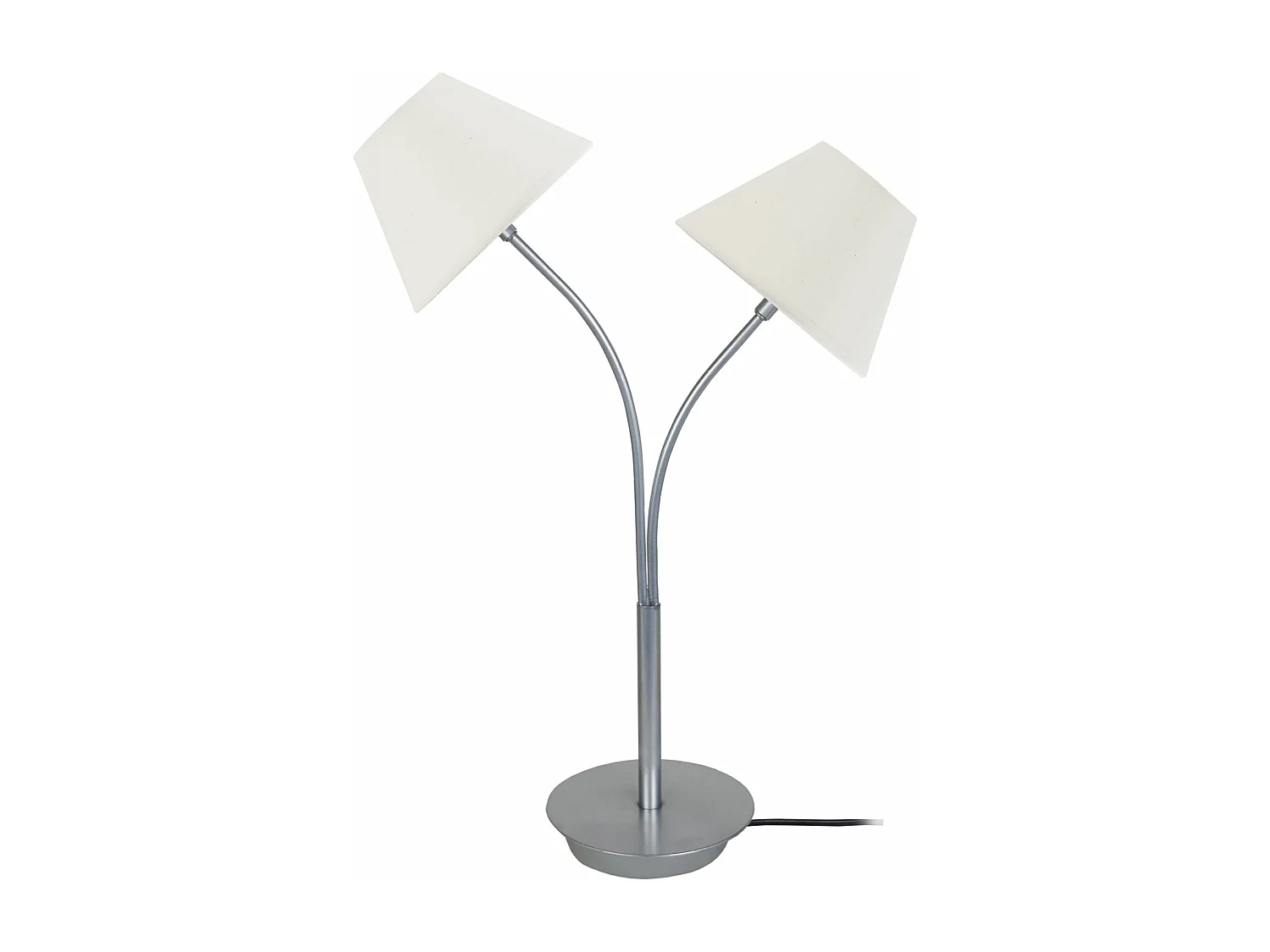 Lampe de chevet double bras métal, écru 55 cm.